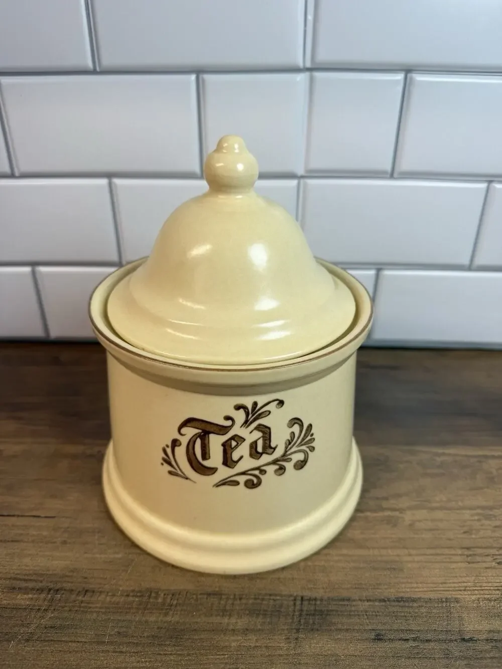 Vintage Pfaltzgraff Village Tea Canister - Crazing, 1970s USA